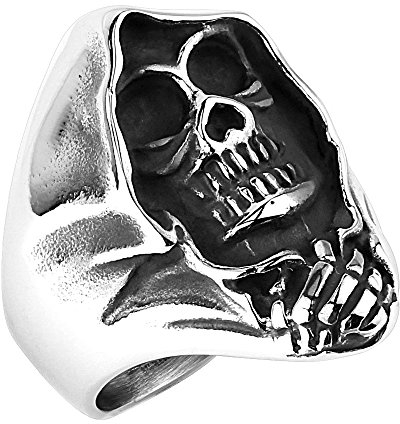 Mianova Herren Ring Sensenmann Ghost Rider Edelstahl Silber Größe 65 (20.7)
