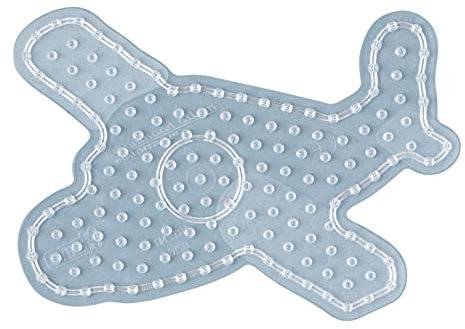 Hama Perlen 8216 Stiftplatte Flugzeug für Maxi Bügelperlen mit Durchmesser 10 mm, transparent, für Kinder ab 3 Jahren, Gemischt