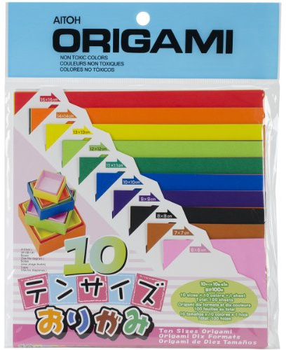 Aitoh Origami Paper 100/Pkg, Assorted Colors & Sizes
