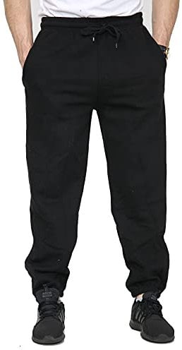 Mens Fleece Jogging Bottoms S-6XL (2XL, Black)