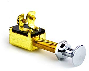 12 Volt Zugschalter Messing, 2 Anschlüsse | Für Boote und KFZ / Oldtimer geeignet, Boot & Haushalt | Länge: 75,0 mm | Spannung: 12 Volt