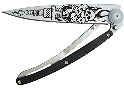 deejo obsolete Taschenmesser TATTOO 37g biker blau