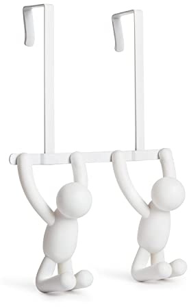 Umbra 1004260-660 Buddy Türgarderobe mit Doppelhaken, Plastik, weiß, 21.6 x 30.5 x 10.8 cm, Weiss