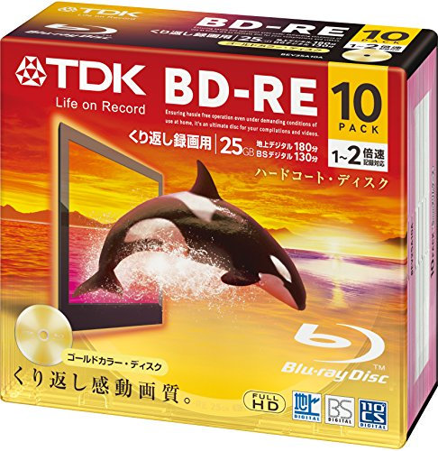 TDK BD-RE 25 GB 2 x Velocidad, 10 Unidades regrabables BluRay Discos en Blanco