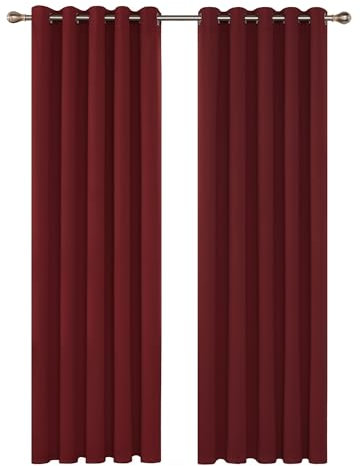 Deconovo Verdunkelungsgardinen mit Kälteschutz Vorhang Blickdicht Kälteschutzvorhang Blickdicht, 229x168 cm(HöhexBreite), Rot, 2er Set