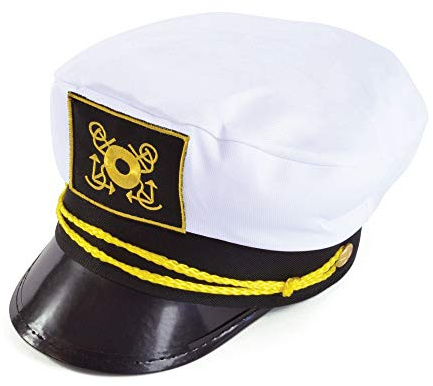 Elegant White Captain's Cap Hat (1 Pc.) - Perfect for Boating, Yachting, Cruising, Uniforms, World Book Day, & More Halloween Halloween