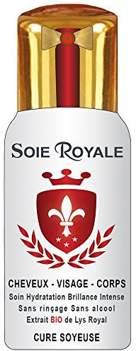 Soie Royale Cure Soyeuse 66 ml Extrait BIO de Lys Royal Protéines de Soie Vitamines E-F Soin Cheveux Visage Corps Nourrit Hydrate Démêle avec une Brillance Intense Sans Alcool Made in France