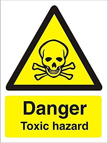 Seco Schild mit Aufschrift Danger Toxic Hazard, 200 x 300 mm, 1 mm, halbstarrer Kunststoff