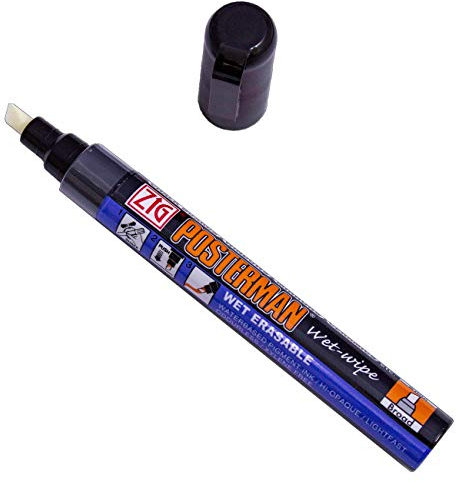 banjado Kreidstifte wasserbasiert | Kreidemarker für Whiteboard abwischbar | Markerstifte für Glasmagnettafel | Spitze 1 bis 6mm variabel | lösungsmittelfrei Farbe: Schwarz