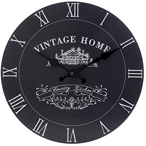 Furniture In Fashion Black Vintage Home Mdf Wall Clock