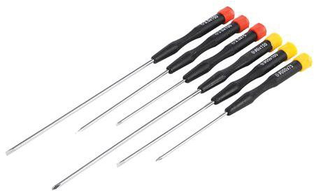 6 Piece Extra-Long Precision Screwdriver Set - Slotted & Phillips-Philips