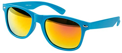 Ciffre Sonnenbrille Nerdbrille Nerd Retro Look Brille Pilotenbrille Vintage Look - ca. 80 verschiedene Modelle Türkis Feuer Verspiegelt