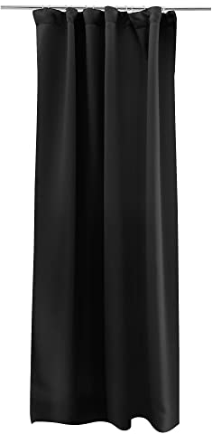 Victoria M. Aurora Verdunkelungsvorhang Blickdicht Thermovorhang mit Kräuselband, für Gardinenstangen und -schienen 140 x 245cm, Schwarz