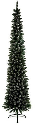 Premier Christmas 2mtr 6ft Pencil Pine Flocked Artificial Slim Xmas Tree