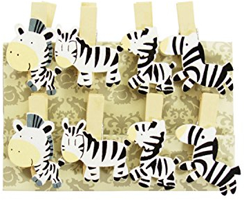 Oblique-Unique® Kleine Mini Holz Wäscheklammern Holzklammern Deko Klammern mit Motiv (Zebras)