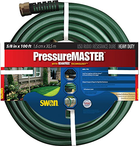 Swan Products SN7958100 Premium Heavy Duty Pressure Master Garden Hose 100 ft, 5/8 Diameter, Green