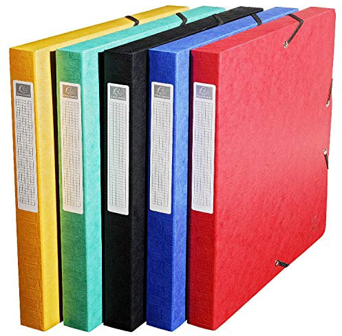 Exacompta 50710E Packung (mit 10 Archivboxen Scotten, mit Gummizugverschluß, hochwertig und nachhaltig, Rücken 25mm, 400g) farbig sortiert, 10 Stück
