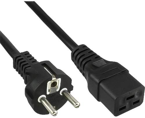 PremiumCord Cable de Alimentación de 230 V, 3 m, con Contacto A Tierra A Enchufe C19, IEC 320, Cable de Alimentación para PC de 3 Pines, Color Negro