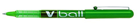 PILOT V Ball VB5 Pack of 3 Liquid Ink Rollerball Pens Fine Metal Tip Green