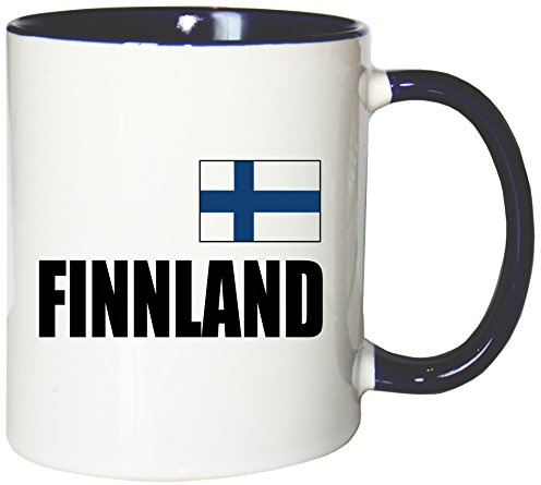 Mister Merchandise Kaffeetasse Finnland Fahne Flag Teetasse Becher, Farbe: Weiß-Blau