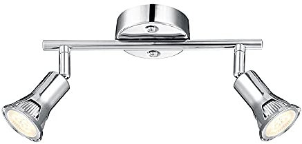 GLOBO LED Deckenstrahler Deckenlampe Metallschirm Stanzung Chrom L 25 cm Wohnzimmer