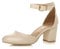 Womens Ladies Low mid Block Heel Ankle Strap Court Shoes Sandals, Nude Matte, 5 UK