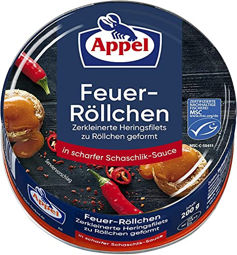 Appel Feuer-Röllchen – Leckere Heringsröllchen in scharfer Schaschlik-Sauce - MSC Zertifiziert - 12 x 200 g