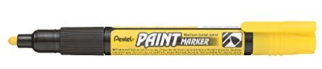 Pentel 4.0mm Bullet Point Paint Marker with Cellulose Based Paint Permanent Vivid Colours - Yellow