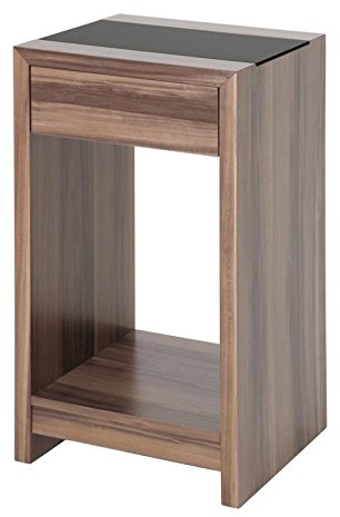 HAKU Beistelltisch mit 1 Schublade nußbaum MDF Sicherheitsglas Couchtisch Sofatisch - Maße: B 42 x H 74 x T 40 cm Style: Modern