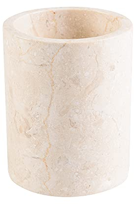 wohnfreuden Marmor Zahnbürstenhalter Creme 8 cm - Naturstein Waschbecken Deko Bad 9 cm hoch