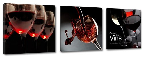 Visario Leinwandbilder 4203 Bilder auf Leinwand Bild 150 x 50 cm Wein Küche drei Teile