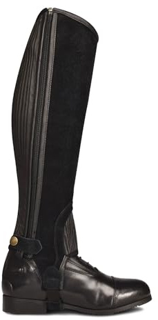 Ovation Ladies Suede Stretch Ribb Half Chaps with Zipper - Color:Black Size:XSma