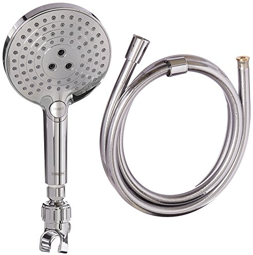 hansgrohe Raindance Select S Easy Install 5-inch Handheld Shower Head Set Modern 3 Spray Rain, RainAir, Whirl Air Infusion with Airpower with QuickClean with Hose in Chrome, 2.5 GPM, 04542000