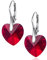 Pendientes Colgantes De Corazón En Plata Con Cristales Rojos Para Mujer