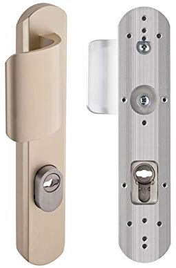 Vachette Set de Poignée de Porte sur Plaque Sécumax Up - Version Porte Pallière, Entraxe 195mm - Pose Facile - Aluminium - Protecteur de Cylindre Inox Ajustable 5mm - Anodisé Argent - Garantie 10 Ans