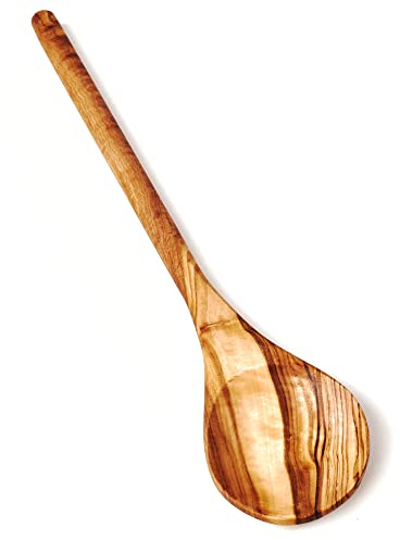 DAS OLIVENHOLZBRETT® / Kochlöffel aus Olivenholz/Olivenholz Kochlöffel mit rundem Kopf und rundem Stiel/Holzlöffel/Kochlöffel aus Holz / 30cm