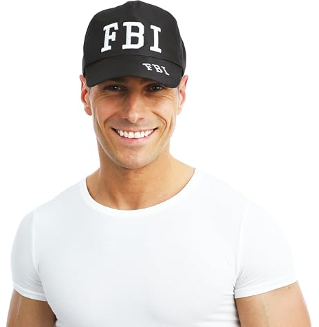 P 'tit Clown Kappe Polizist Erwachsene - Kostümzubehör für Ordnungshüter - Polizist, FBI - Perfekt für Karneval, Kostümpartys und Themenveranstaltungen (FBI-Kappe)