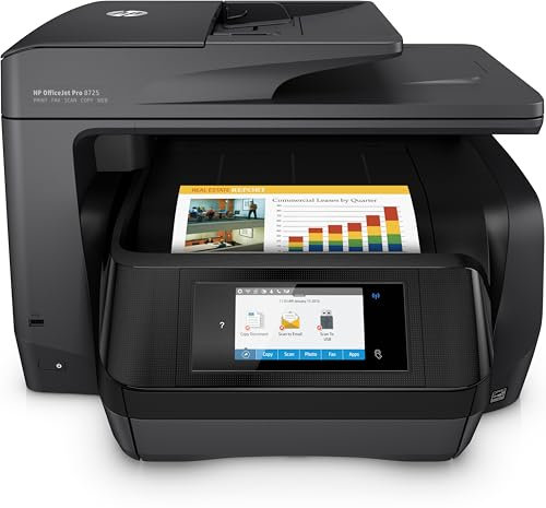 HP OfficeJet Pro 8725 Aio 4800 X 1200Dpi Hat Tintenstrahldrucker Thermo A4 24Ppm WiFi – Multifunktions (A Tintenstrahldrucker Thermo, Farbe Druck, 4800 X 1200 DPI, 250 Blatt, A4, Schwarz)