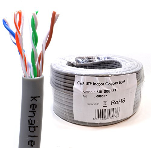 kenable Indoor CAT6 UTP 23AWG Cobre Ethernet PVC Red Cable Rollo 50 m [50 metros/50m]