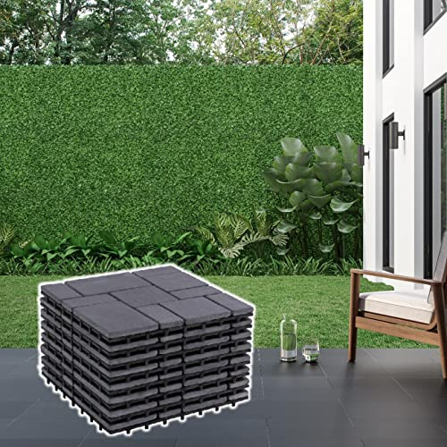 BodenMax Klick Fliesen Terrasse Gartenplatten Stein Poolfliesen Steinfliesen wetterfest Balkon Bodenfliesen outdoor Garten Terrassenfliesen Klickfliesen | SCHIEFER | 8 Stück 30x30 cm