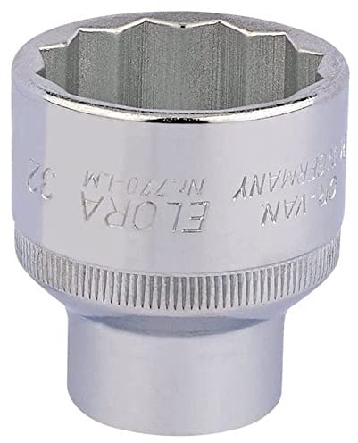 Draper 24765 Elora Bi-Hexagon Socket, 1/2 Square Drive, 32mm, Blue