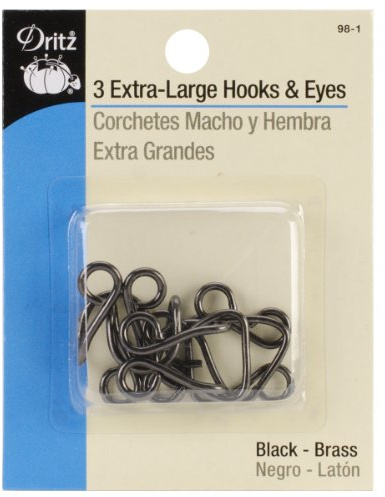 Dritz Extra große Haken und Ösen, 3 Stück, Schwarz