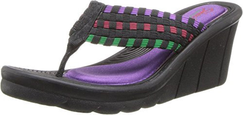 Skechers Cali Damen Promenade Interlace Keilsandale, Schwarz/Mehrfarbig, 40 EU