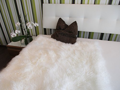 Reissner Lammfelle Tibet Lammfell Auflage für Bett und Couch 140x190cm JAY02 Farbe weiß-weiß