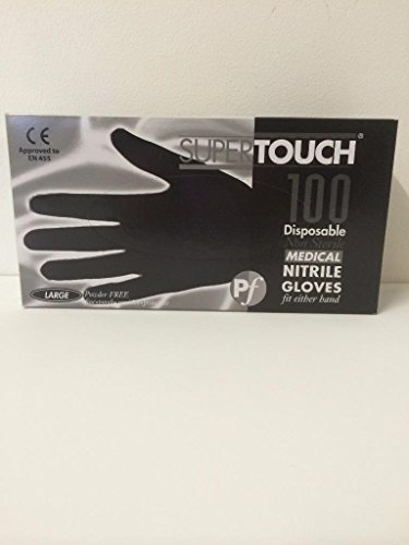 100 guanti monouso Tattoo Artist resistenti dimensioni large in nitrile senza lattice per parrucchieri, giardinaggio, medici, decoratori, salone di bellezza.