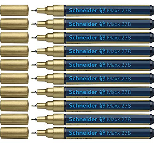 Schneider Maxx 278 Paint-Marker (Rundspitze, 0,8 mm) 10er Packung gold