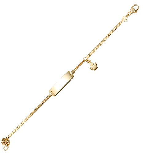Jobo Kinder Schildband Engel 585 Gold Gelbgold 14 cm Gravur ID Armband Schutzengel Karabiner