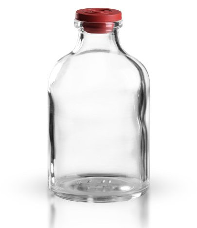 Injektionsflaschen 5 x 50 ml aus Klarglas inkl. Injektionsstopfen (roter Gummistopfen) * Injektionsglas Apothekenqualität, gefertigt nach dem Europäischen Arzneibuch *