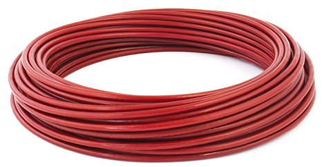 50m PVC cable acier 6mm rouge couleur 1x19 gaine corde de foresterie galvanisé avec revetement en polymere