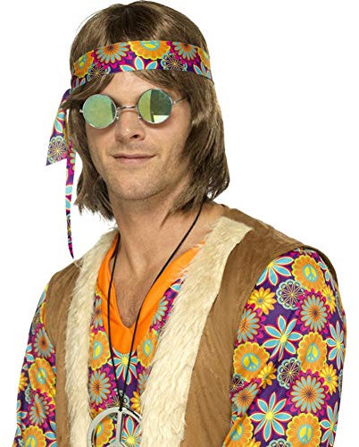 3 PIECE MENS 60s HIPPY/HIPPIE FANCY DRESS COSTUME - MED (Costume)
